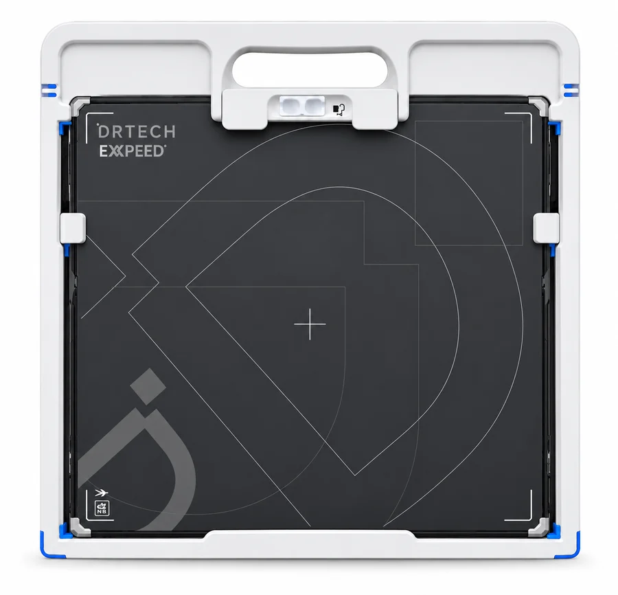 DRTECH EXPEED detector seated in a white CarbonCase holder